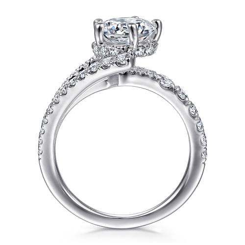Maverick - 14K White Gold Round Asymmetrical Split Shank Diamond Engagement Ring - 0.75 ct - Shot 2