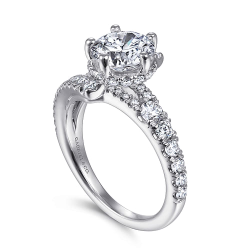Maverick - 14K White Gold Round Asymmetrical Split Shank Diamond Engagement Ring - 0.75 ct - Shot 3