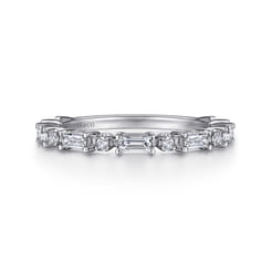 Mazara - 14K White Gold Baguette and Round Diamond Anniversary Band