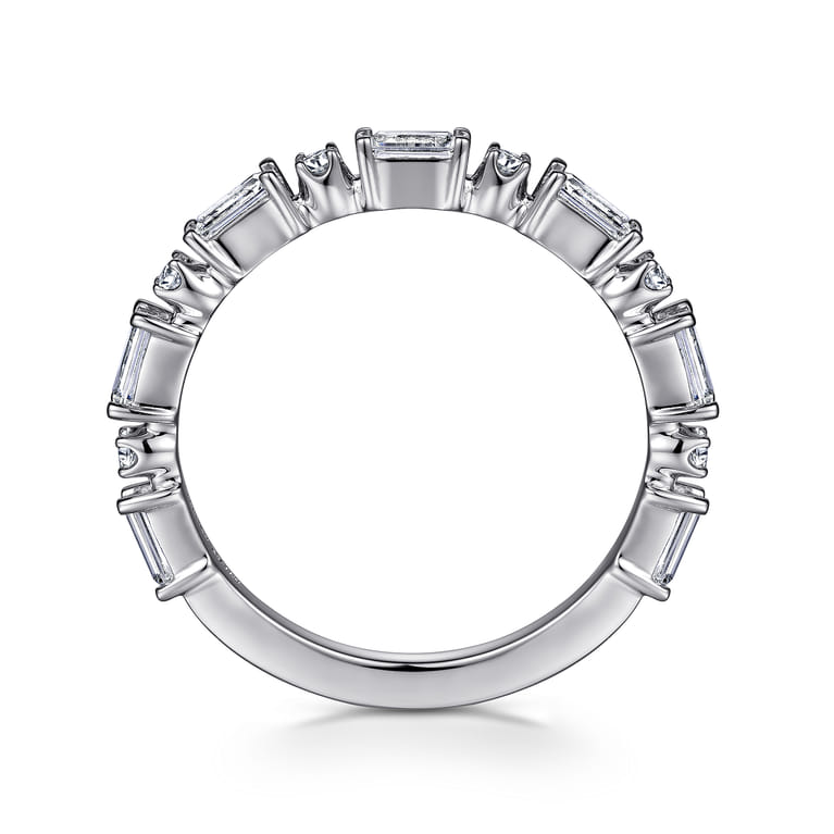 Fancy Wedding Ring in 14k White Gold with Baguette Natural Diamond at Gabriel & Co. - Shot 2