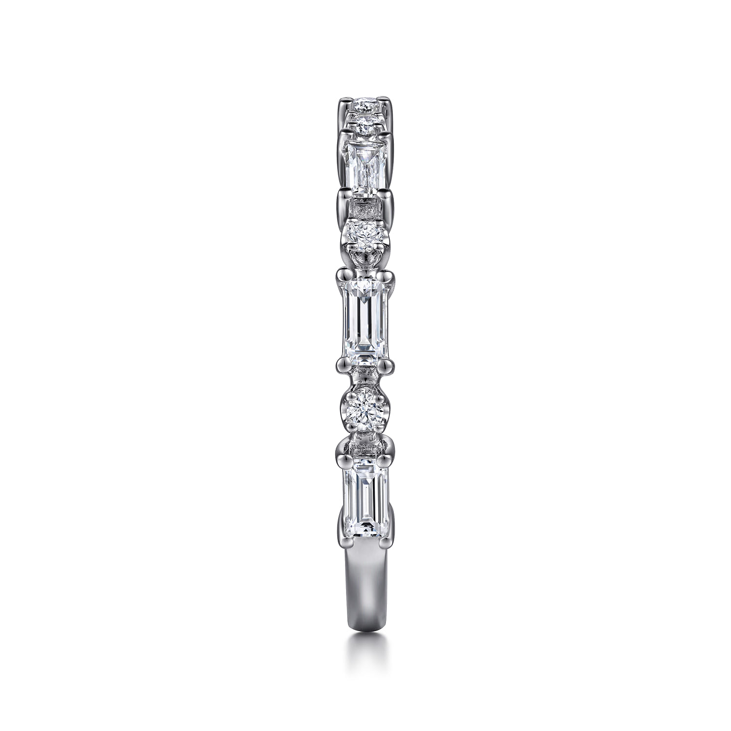 Mazara - 14K White Gold Baguette and Round Diamond Anniversary Band