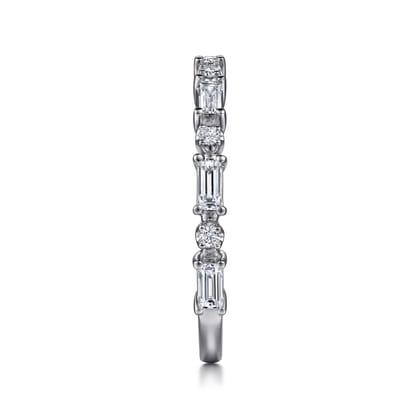 Mazara - 14K White Gold Baguette and Round Diamond Anniversary Band