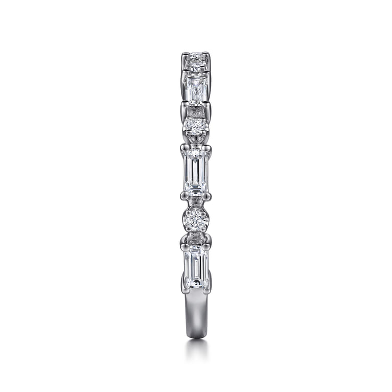 Fancy Wedding Ring in 14k White Gold with Baguette Natural Diamond at Gabriel & Co. - Shot 4