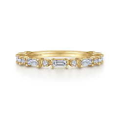 Mazara - 14K Yellow Gold Baguette and Round Diamond Anniversary Band