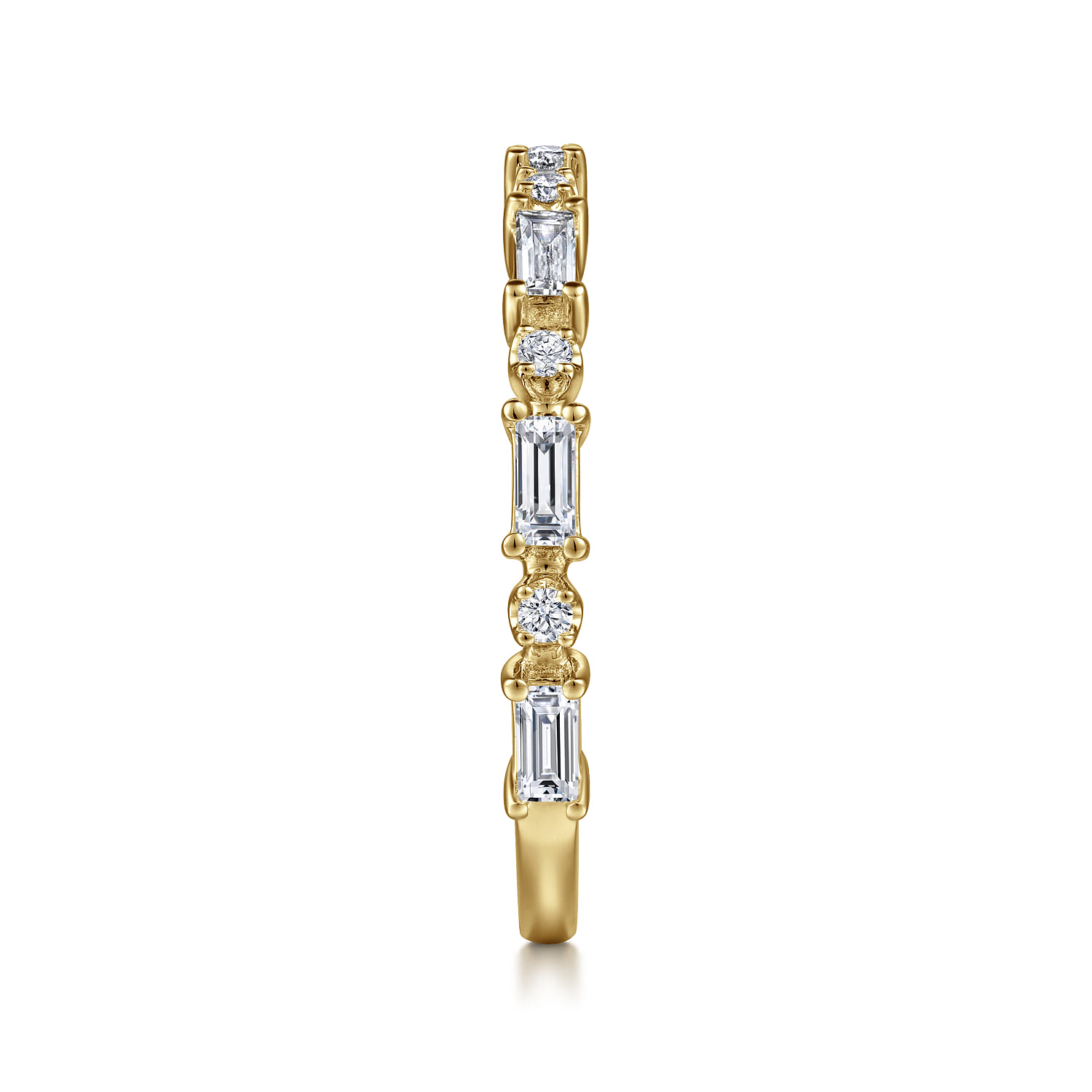 Fancy Wedding Ring in 14k Yellow Gold with Baguette Natural Diamond at Gabriel & Co. - Shot 4