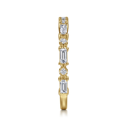 Mazara - 14K Yellow Gold Baguette and Round Diamond Anniversary Band