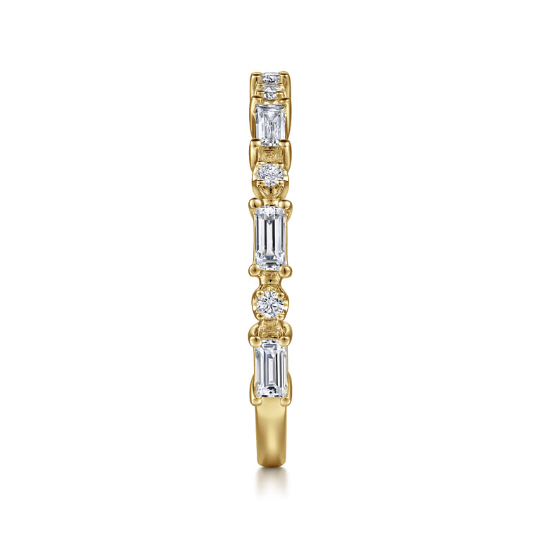 Fancy Wedding Ring in 14k Yellow Gold with Baguette Natural Diamond at Gabriel & Co. - Shot 4