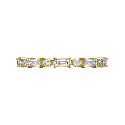 Mazara - 14K Yellow Gold Baguette and Round Diamond Anniversary Band