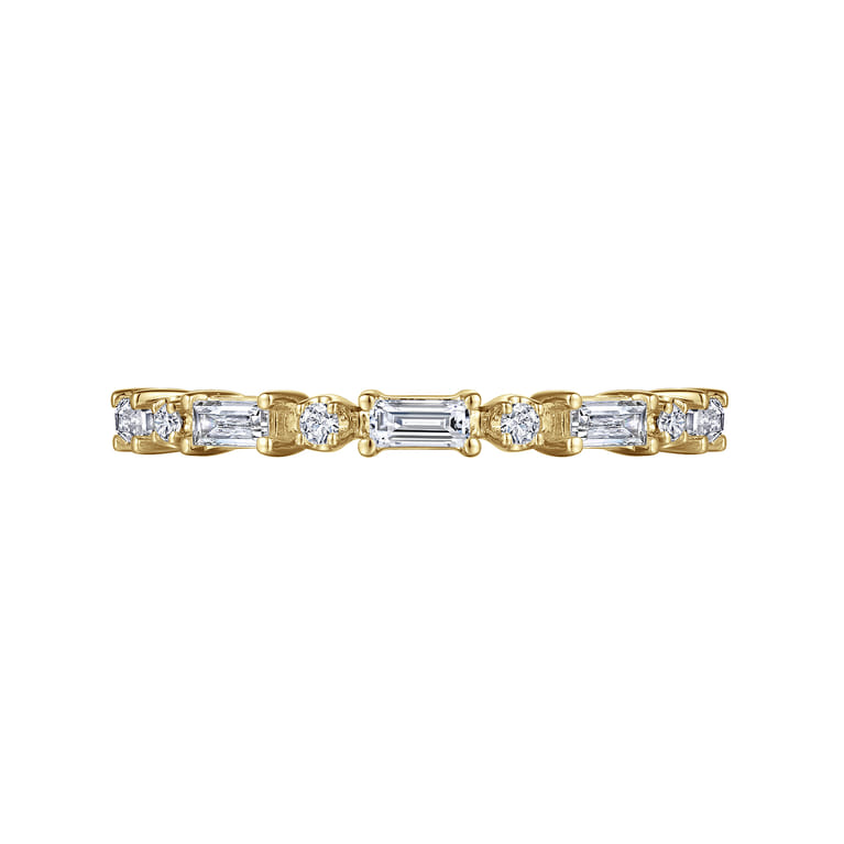 Fancy Wedding Ring in 14k Yellow Gold with Baguette Natural Diamond at Gabriel & Co. - Shot 5