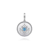 Medallion Pendant 925 Sterling Silver Blue Topaz and White Sapphire 24mm Bujukan