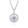 Medallion Pendant 925 Sterling Silver Blue Topaz and White Sapphire 24mm Bujukan