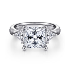 14K White Gold Princess Cut Three Stone Diamond Engagement Ring