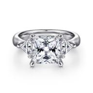 Meena - 14K White Gold Princess Cut Three Stone Diamond Engagement Ring