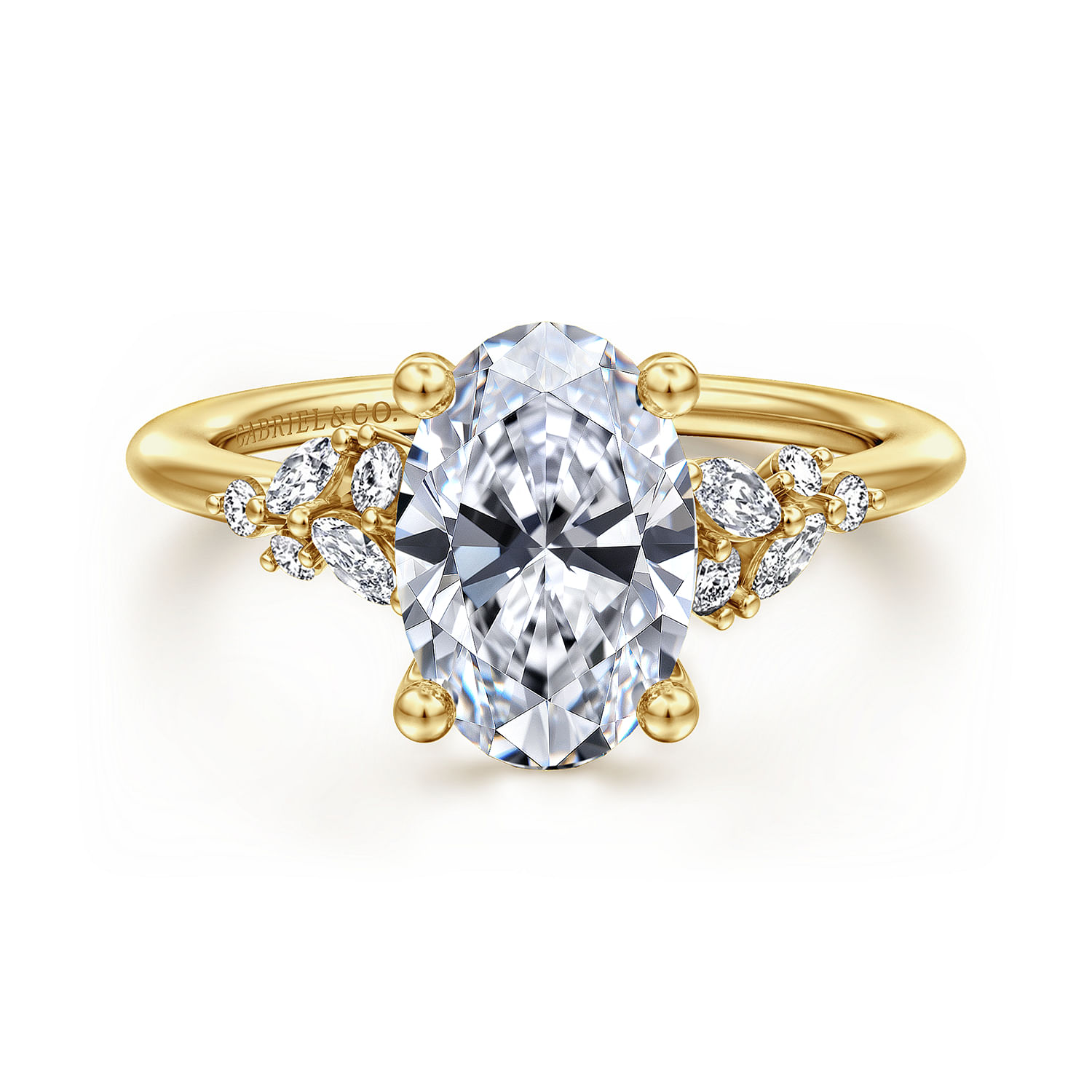 Meera - 14K Yellow Gold Oval Diamond Engagement Ring