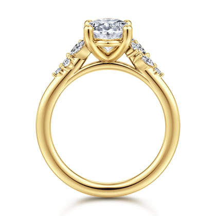 Meera - 14K Yellow Gold Oval Diamond Engagement Ring