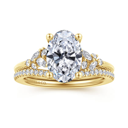Meera - 14K Yellow Gold Oval Diamond Engagement Ring