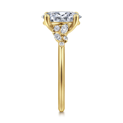 Meera - 14K Yellow Gold Oval Diamond Engagement Ring