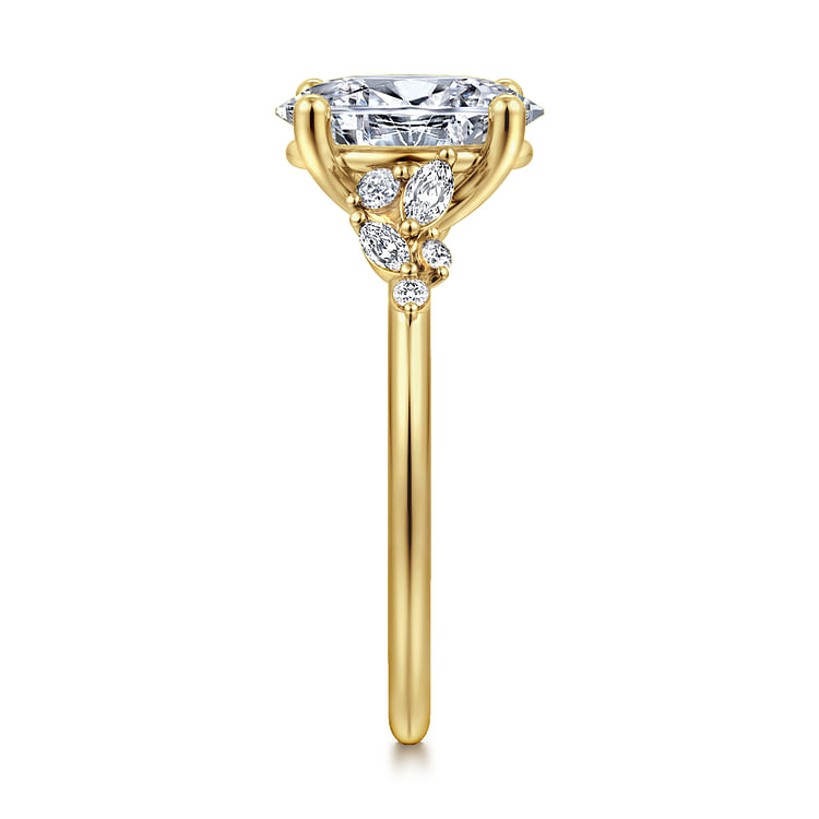 Meera - 14K Yellow Gold Oval Diamond Engagement Ring