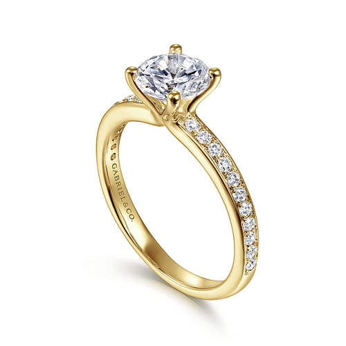 Megan - 14K Yellow Gold Round Diamond Engagement Ring - 0.23 ct - Shot 3