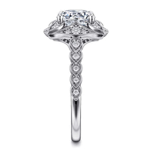 Memphis - Vintage Inspired 14K White Gold Round Halo Diamond Engagement Ring