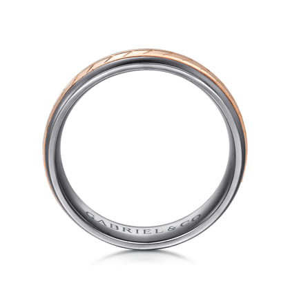 Mens Alternative 6mm Beveled Tantalum and 14K Rose Gold Band