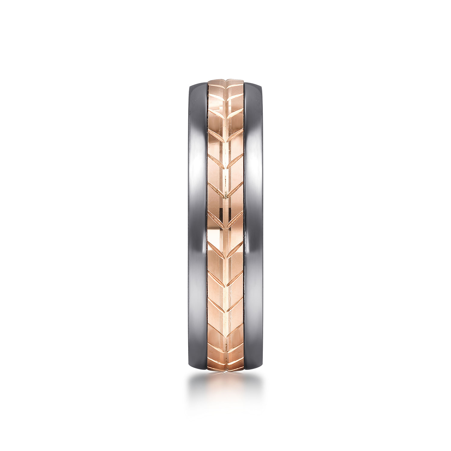 Mens Alternative 6mm Beveled Tantalum and 14K Rose Gold Band