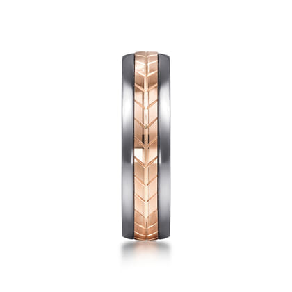 Mens Alternative 6mm Beveled Tantalum and 14K Rose Gold Band