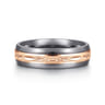 Mens Alternative 6mm Beveled Tantalum and 14K Rose Gold Band