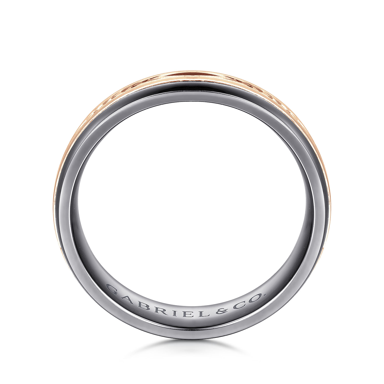 Mens Alternative 6mm Beveled Tantalum and 14K Rose Gold Band