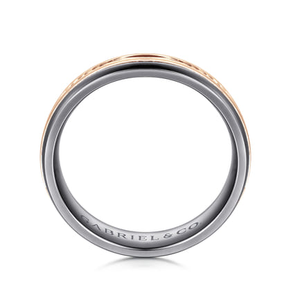 Mens Alternative 6mm Beveled Tantalum and 14K Rose Gold Band