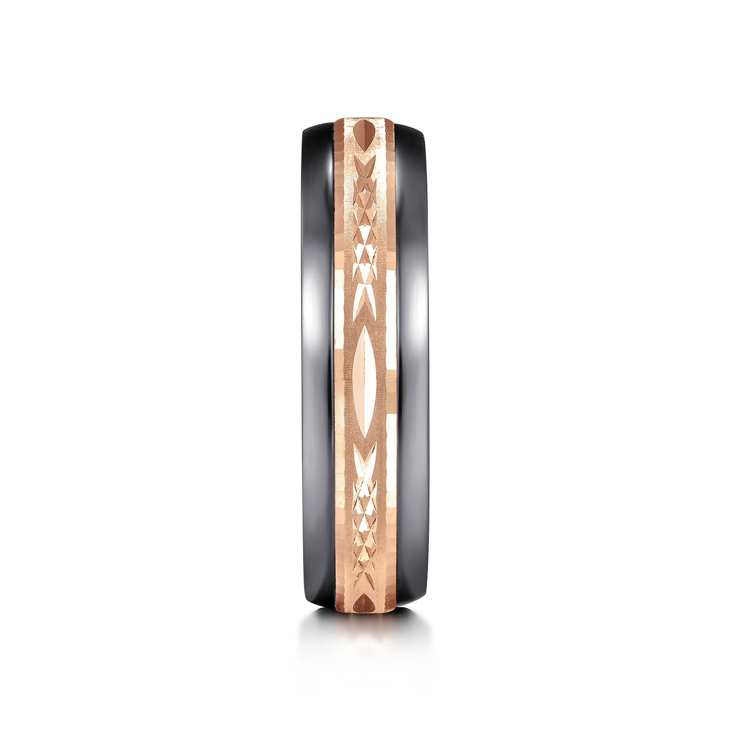 Mens Alternative 6mm Beveled Tantalum and 14K Rose Gold Band