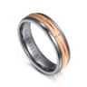 Mens Alternative 6mm Beveled Tantalum and 14K Rose Gold Band
