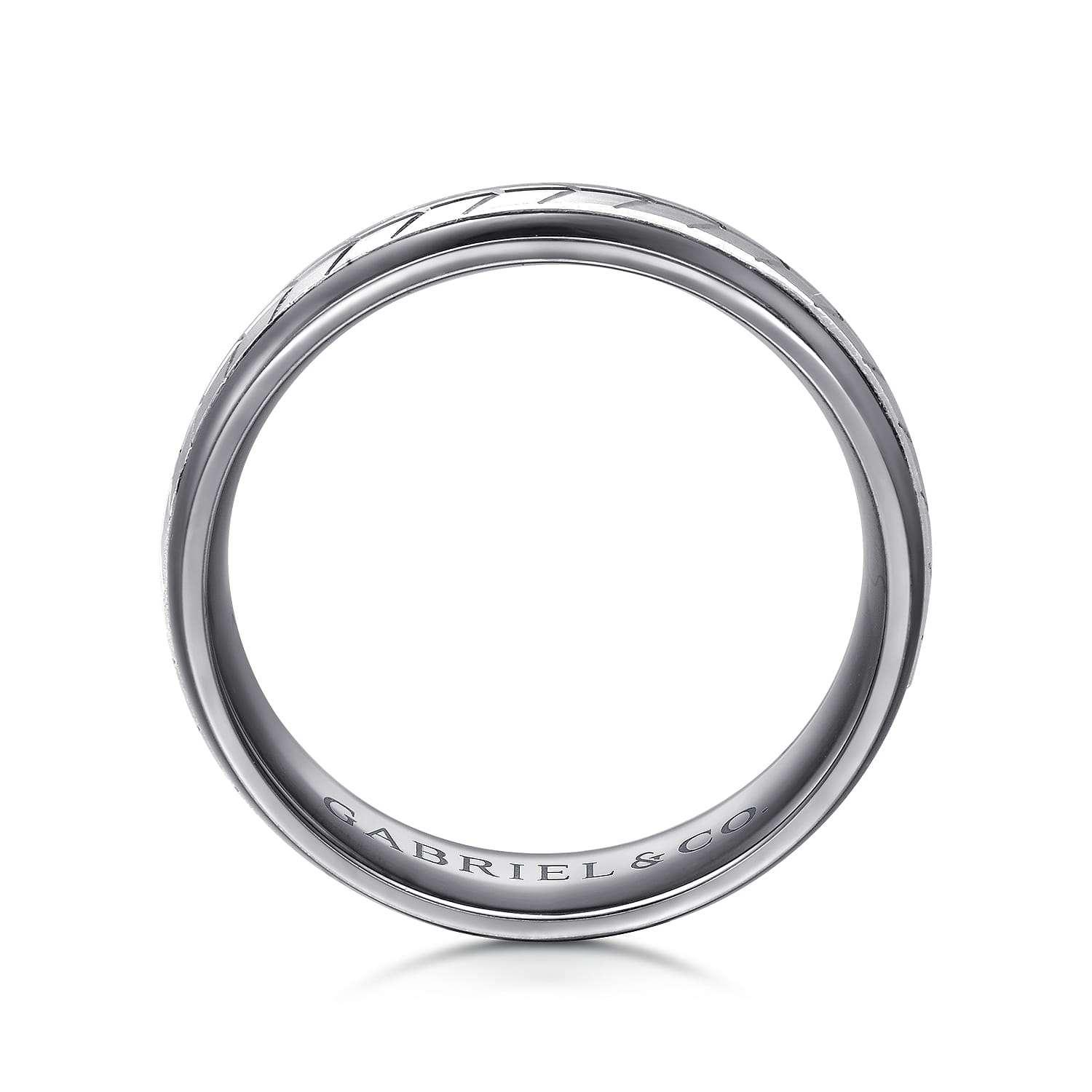Mens Alternative 6mm Beveled Tantalum and 14K White Gold Band - Shot 2