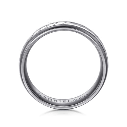 Mens Alternative 6mm Beveled Tantalum and 14K White Gold Band