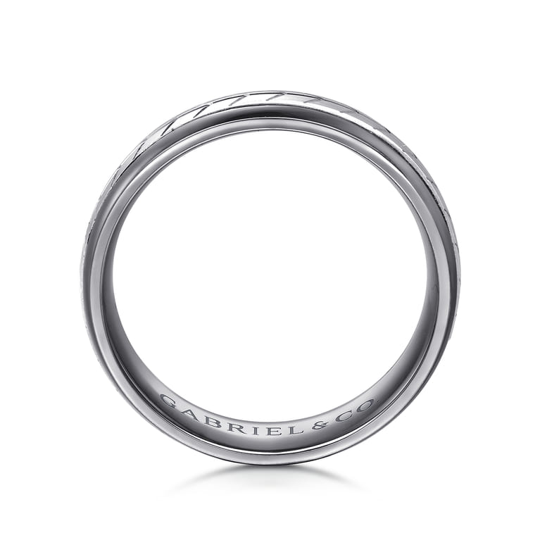 Mens Alternative 6mm Beveled Tantalum and 14K White Gold Band - Shot 2