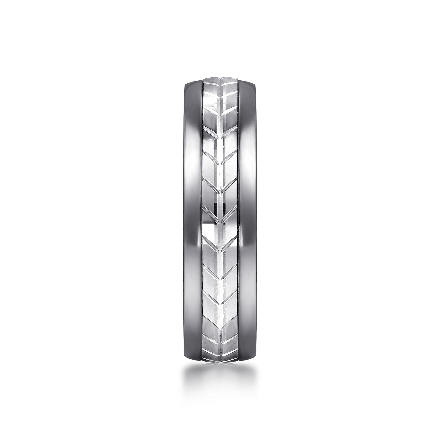 Mens Alternative 6mm Beveled Tantalum and 14K White Gold Band - Shot 4