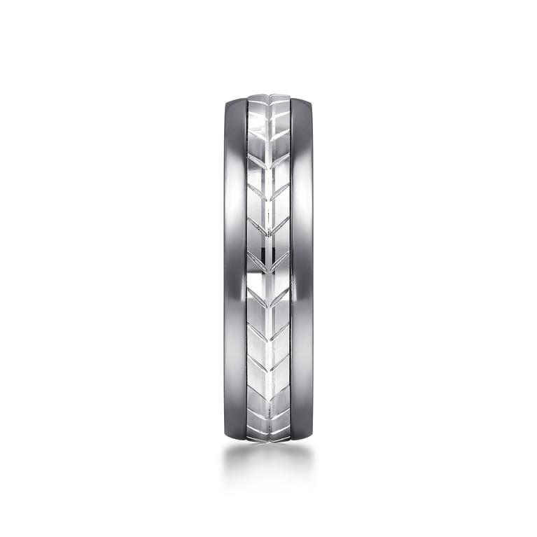 Mens Alternative 6mm Beveled Tantalum and 14K White Gold Band - Shot 4