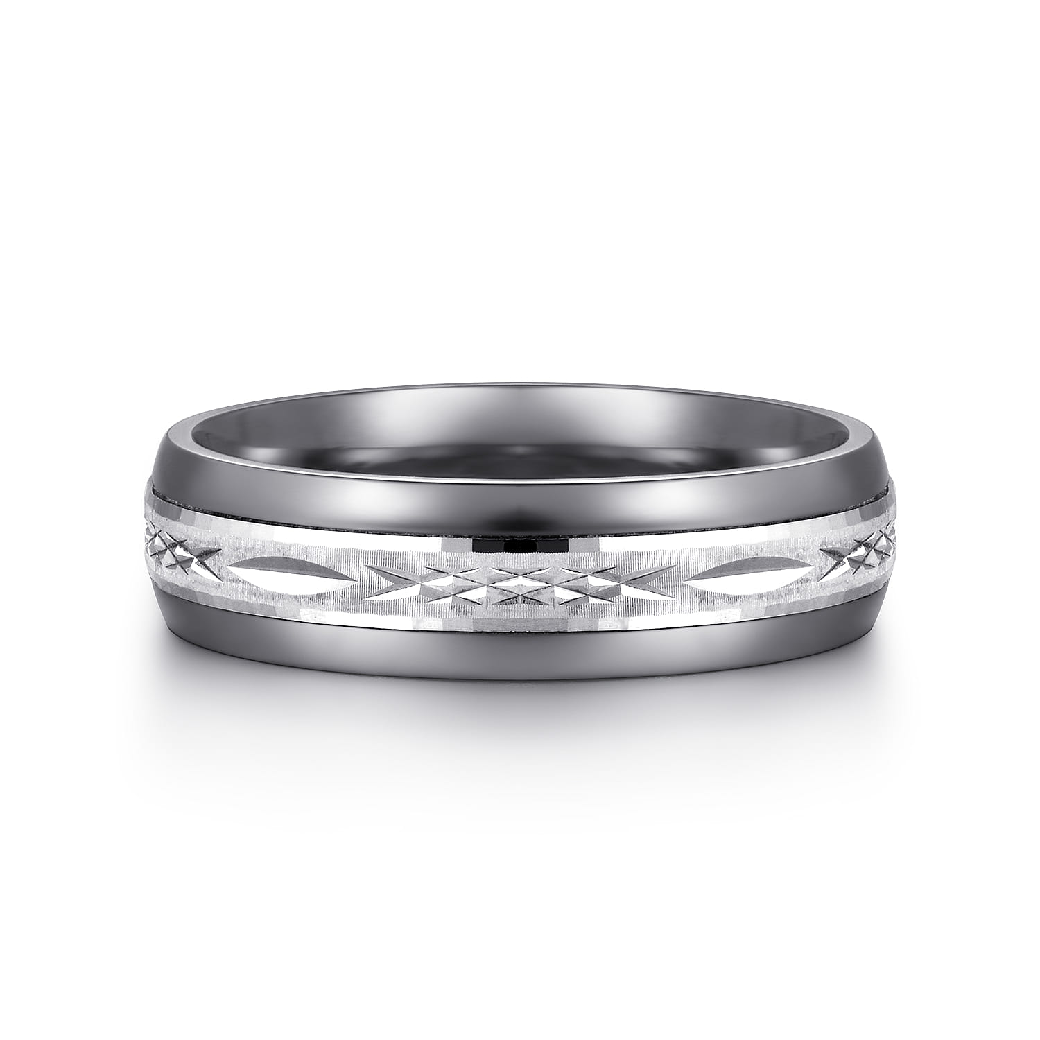 Mens Alternative 6mm Beveled Tantalum and 14K White Gold Band - Shot 1