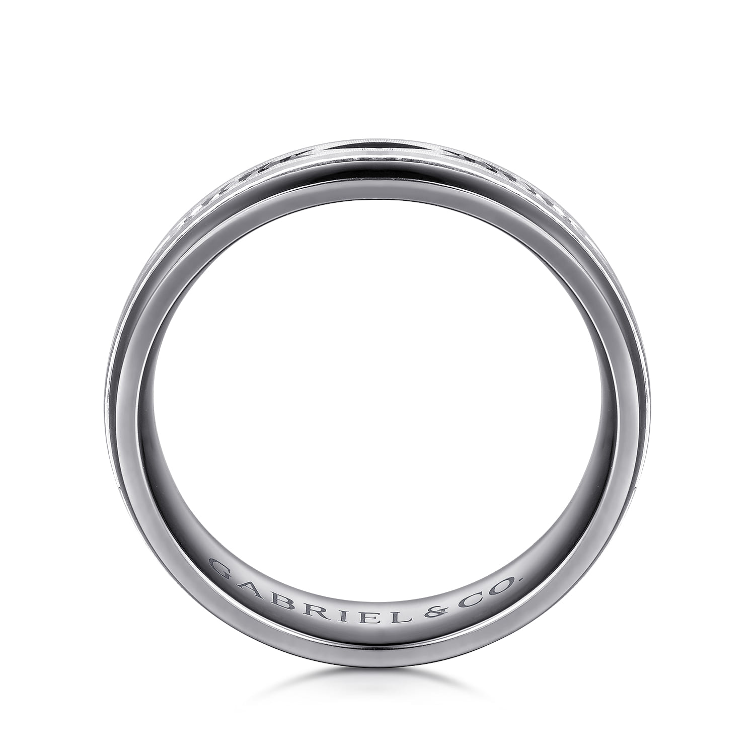 Mens Alternative 6mm Beveled Tantalum and 14K White Gold Band - Shot 2
