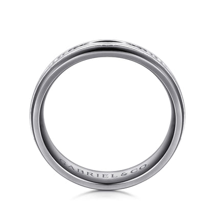 Mens Alternative 6mm Beveled Tantalum and 14K White Gold Band
