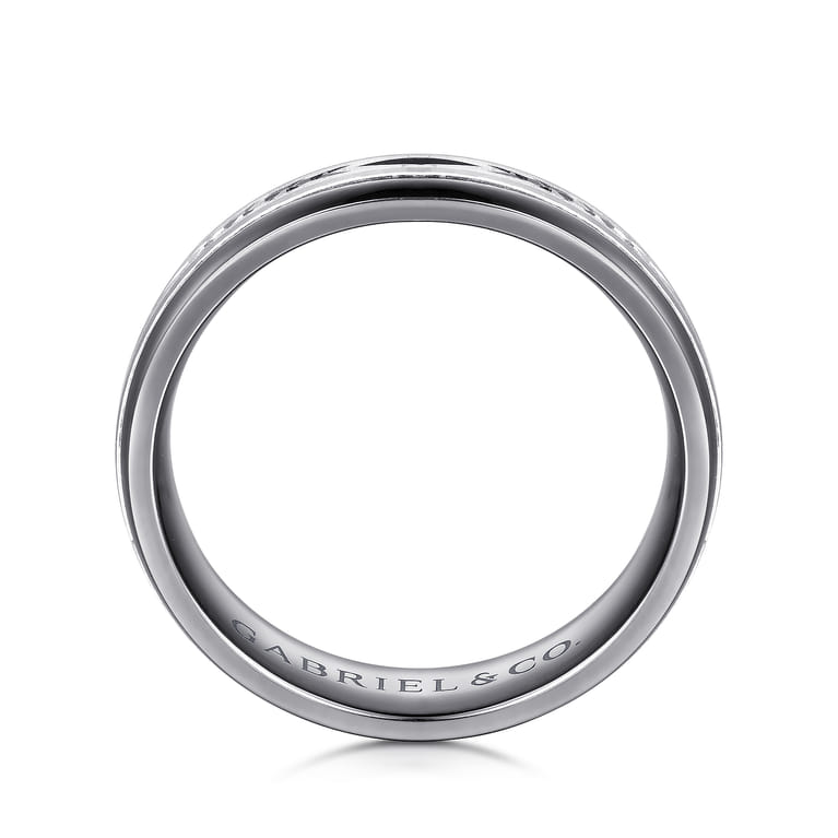 Mens Alternative 6mm Beveled Tantalum and 14K White Gold Band - Shot 2