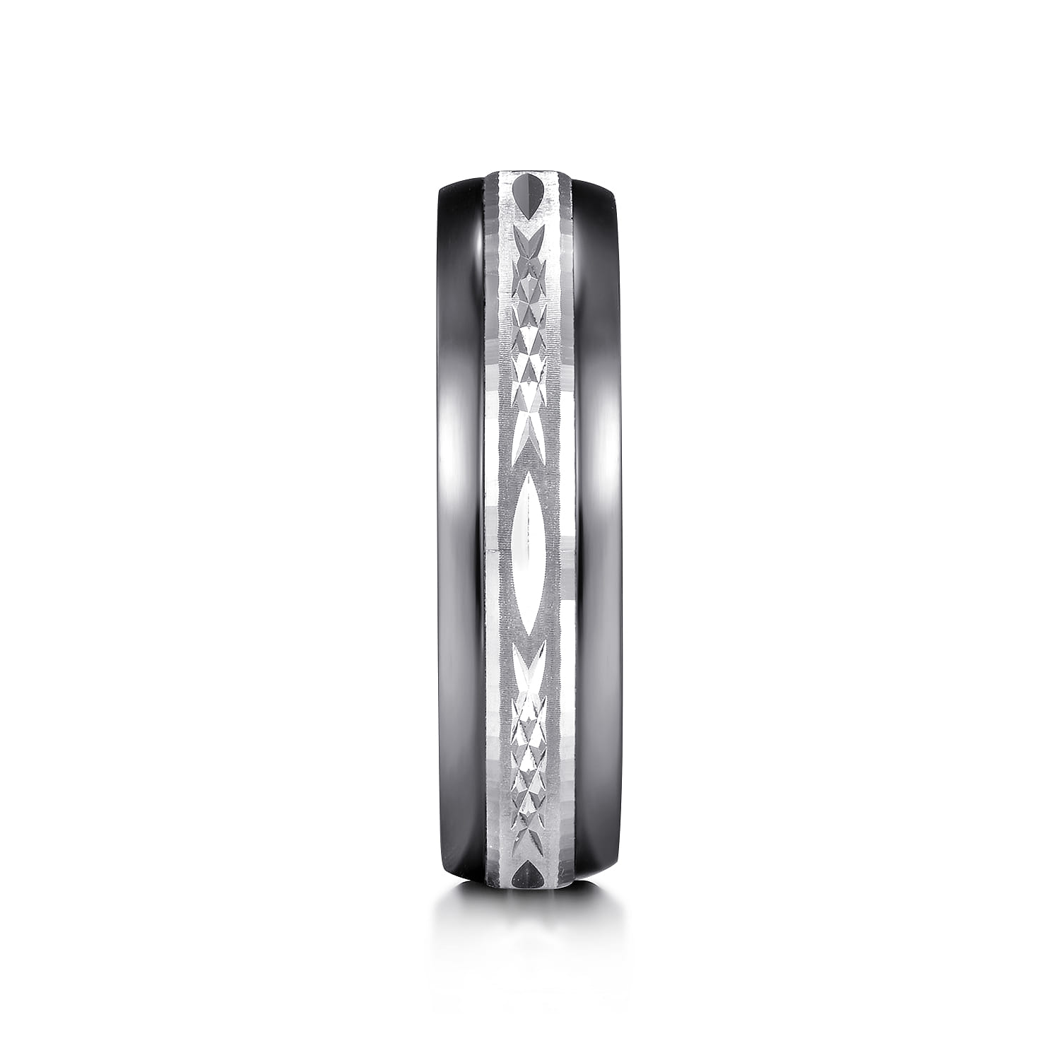 Mens Alternative 6mm Beveled Tantalum and 14K White Gold Band - Shot 4