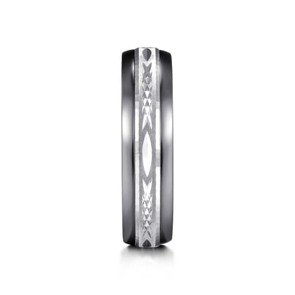 Mens Alternative 6mm Beveled Tantalum and 14K White Gold Band