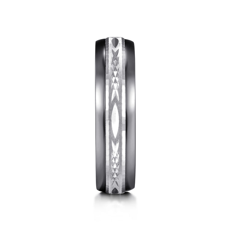 Mens Alternative 6mm Beveled Tantalum and 14K White Gold Band - Shot 4