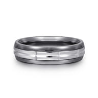 Mens Alternative 6mm Beveled Tantalum and 14K White Gold Band
