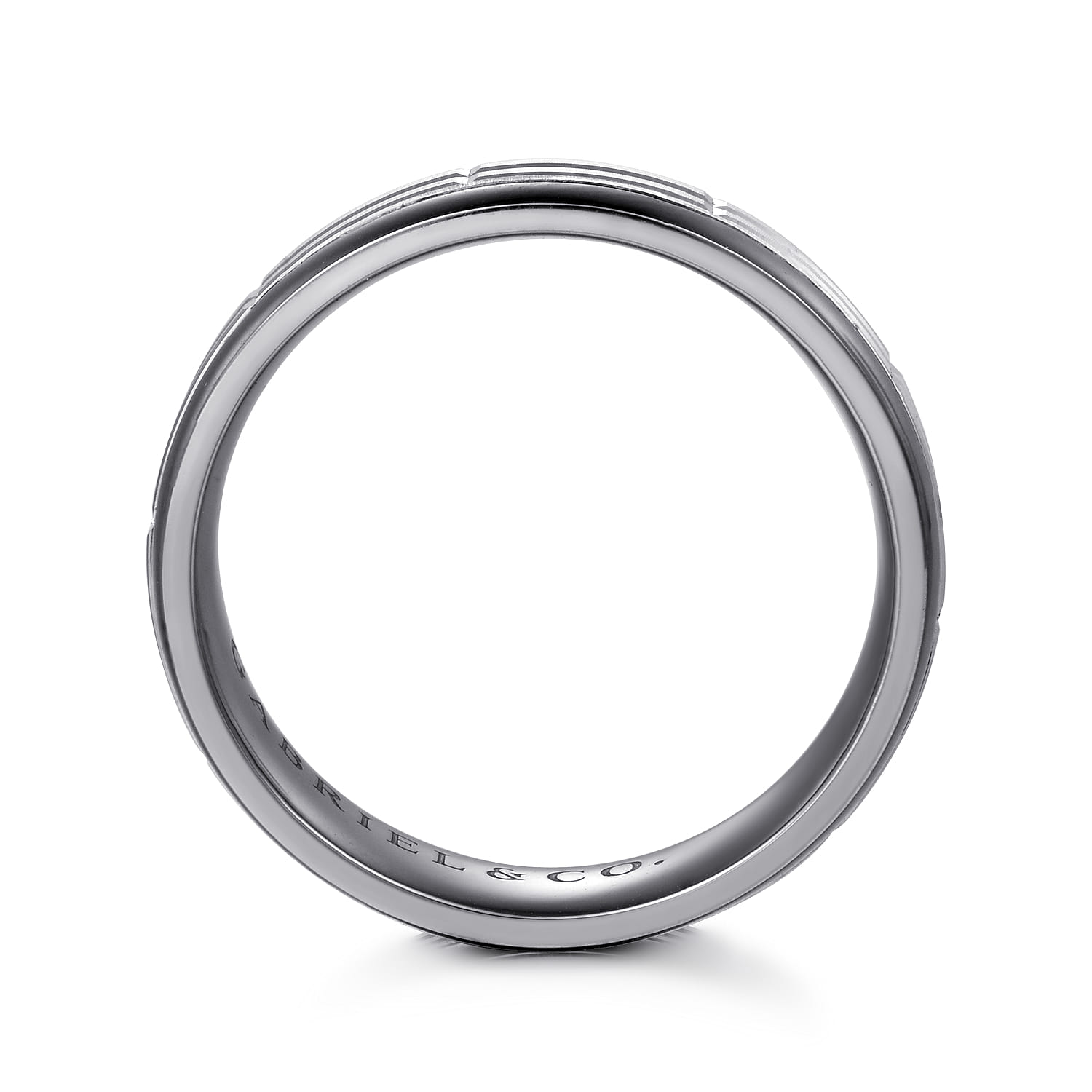 Mens Alternative 6mm Beveled Tantalum and 14K White Gold Band - Shot 2