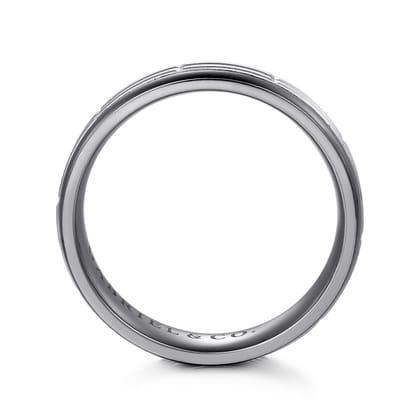 Mens Alternative 6mm Beveled Tantalum and 14K White Gold Band