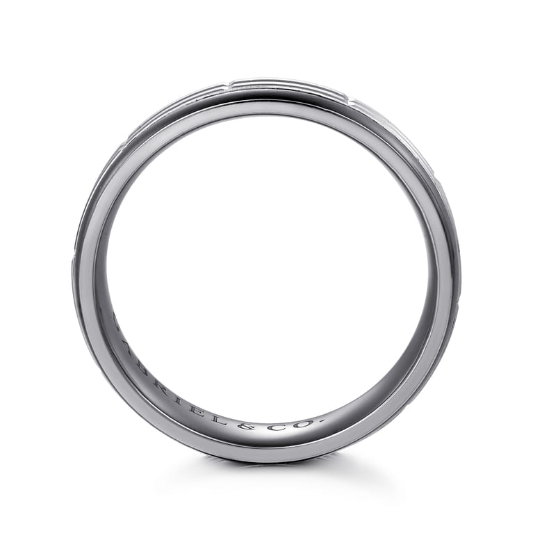 Mens Alternative 6mm Beveled Tantalum and 14K White Gold Band - Shot 2