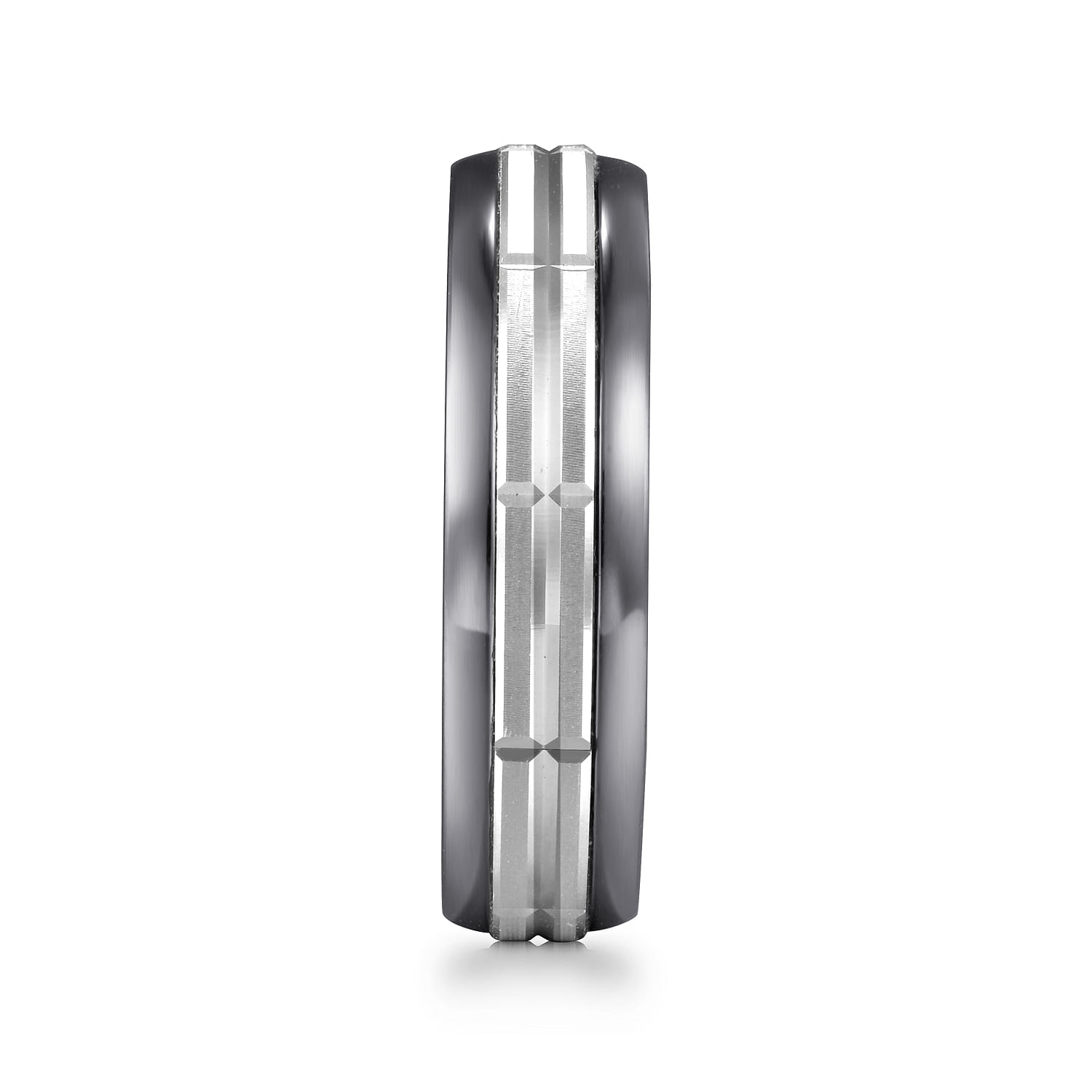 Mens Alternative 6mm Beveled Tantalum and 14K White Gold Band - Shot 4