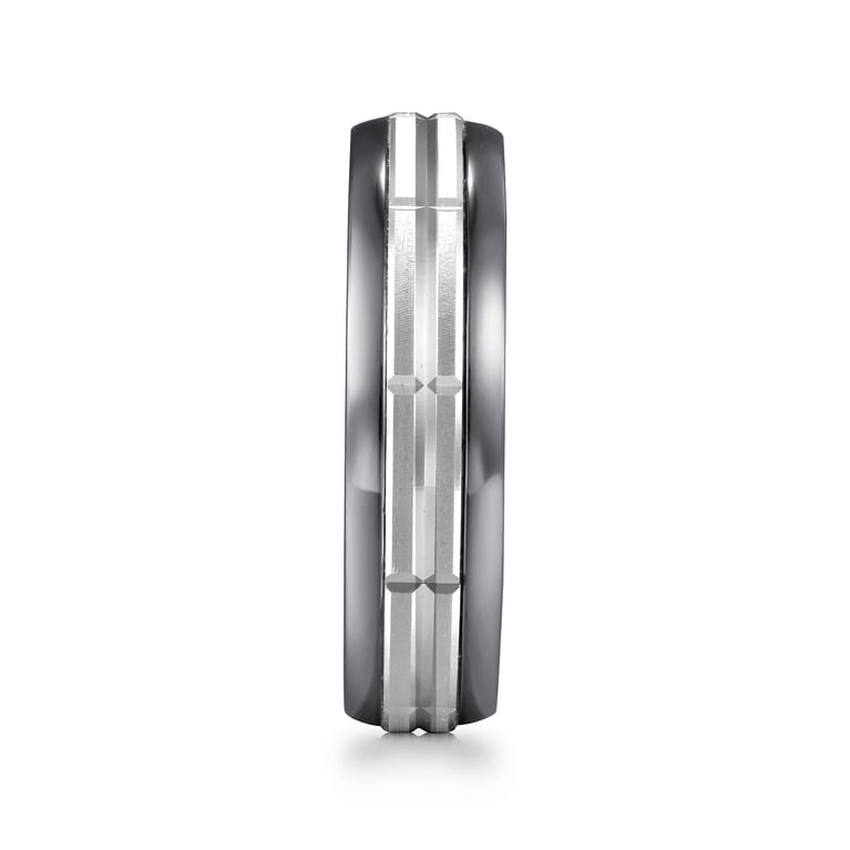 Mens Alternative 6mm Beveled Tantalum and 14K White Gold Band - Shot 4